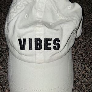 PINK Victoria's Secret White Cap with Black Embroidery